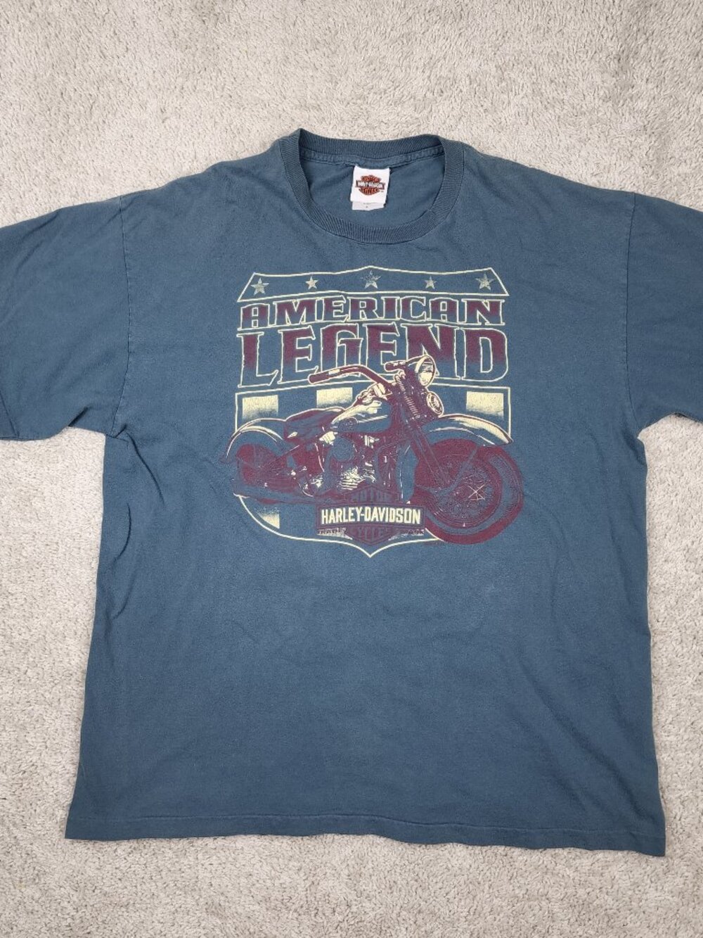 Harley Davidson Mobile Bay T Shirt XL Embroidered Blue Single Stitch Vintage VTG